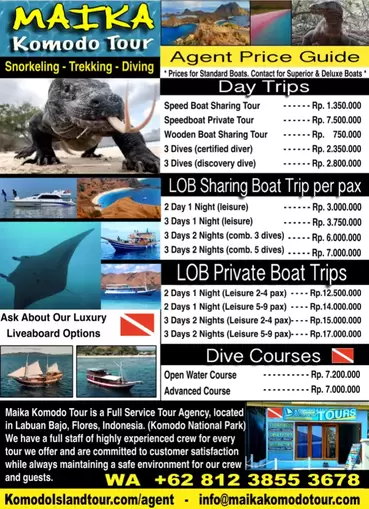 Agent Price Guide for Maika Komodo Tour & Diving